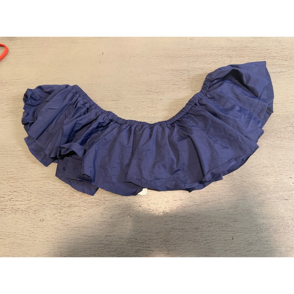 L*Space Monica Wise Navy Blue Ruffle Off The Shoulder Bikini Top Small NWT